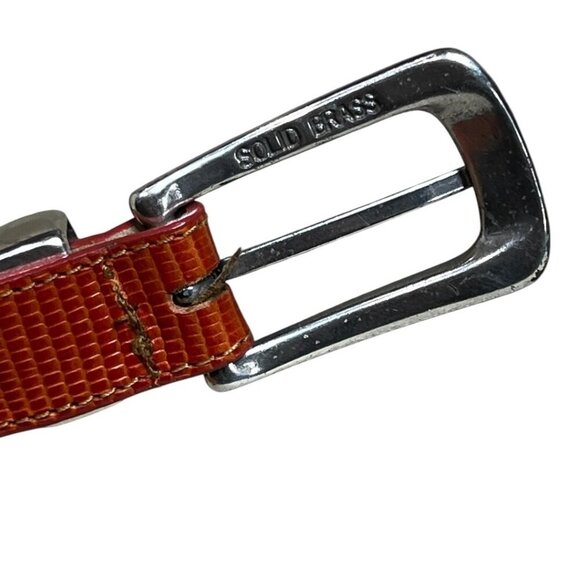 Brighton Leather Belt Lizard Embossed Tawny Orange Brown Vintage 90's SZ ML 32‎ - Picture 3 of 7